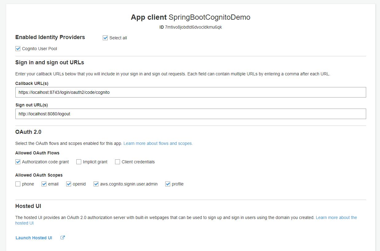 Authentication with AWS Cognito - App Client Settings